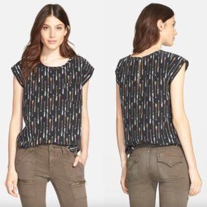Joie Rancher Arrow Print Silk Blouse Size XS
